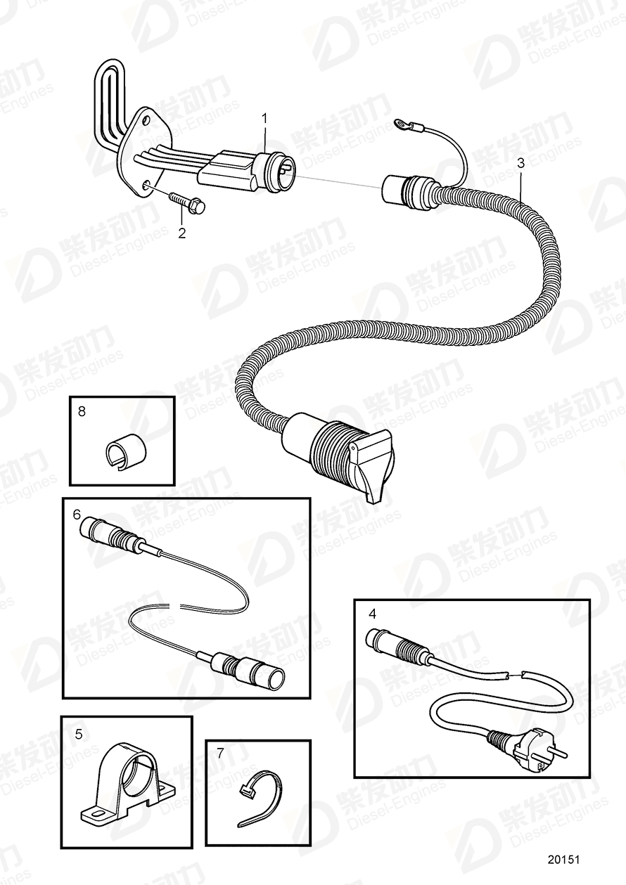 volvo penta Engine heater 20412169 Drawing